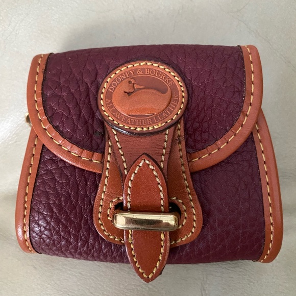 RARE Vintage Dooney & Bourke Key Caddy Coin Mini Bag Charm AWL Leather Rouge - Picture 5 of 15